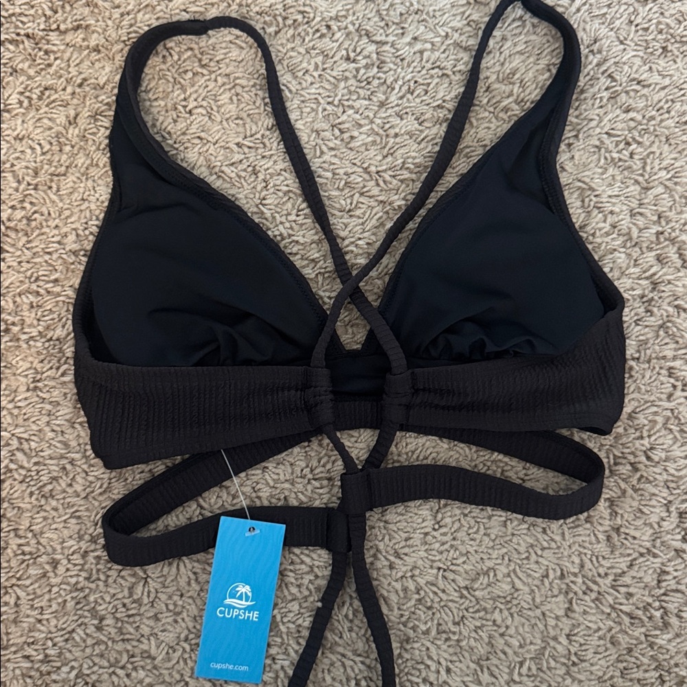 Cupshe Chocolate Brown Ribbed Bikini size S NWT - Picture 7 of 8